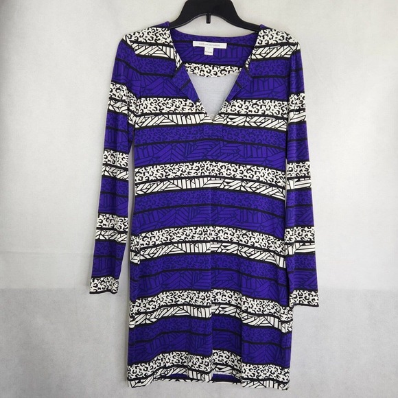 Diane Von Furstenberg Dresses & Skirts - Diane Von Furstenberg Purple & Black Print Viscose Jersey Shift Dress Size 2